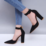 Women Pumps Sexy High Heels Shoes ladies Lace Up Point Toe Party Wedding Pump Black Woman shoes 35-43 chaussures femme 2253W